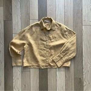Zara Casual Oversized Button Down Tan Shirt